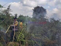 Bersama TNI dan Damkar, Polsek Pangkalan Kerinci Bergerak Cepat Padamkan Karhutla