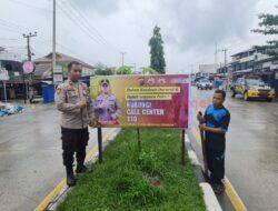 Polsek Pangkalan Kuras Pasang Spanduk Call Center 110 untuk Kemudahan Layanan Kepolisian