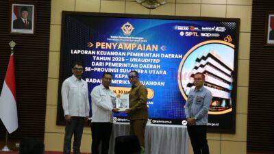 ‎Tepati Tenggat Waktu, Pemkab Tapanuli Utara Serahkan LKPD Unaudited TA 2025 ke BPK RI Perwakilan Sumut ‎