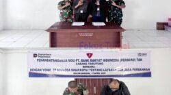 BRI Tarutung Gandeng Yonif 955/HS, Teken Kerja Sama