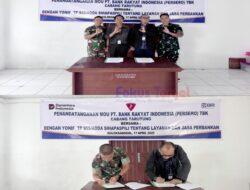 BRI Tarutung Gandeng Yonif 955/HS, Teken Kerja Sama