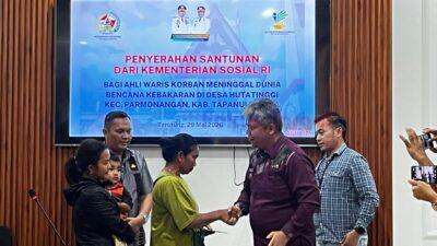 Pemkab Tapanuli Utara Serahkan Santunan Korban Kebakaran Hutatinggi ‎